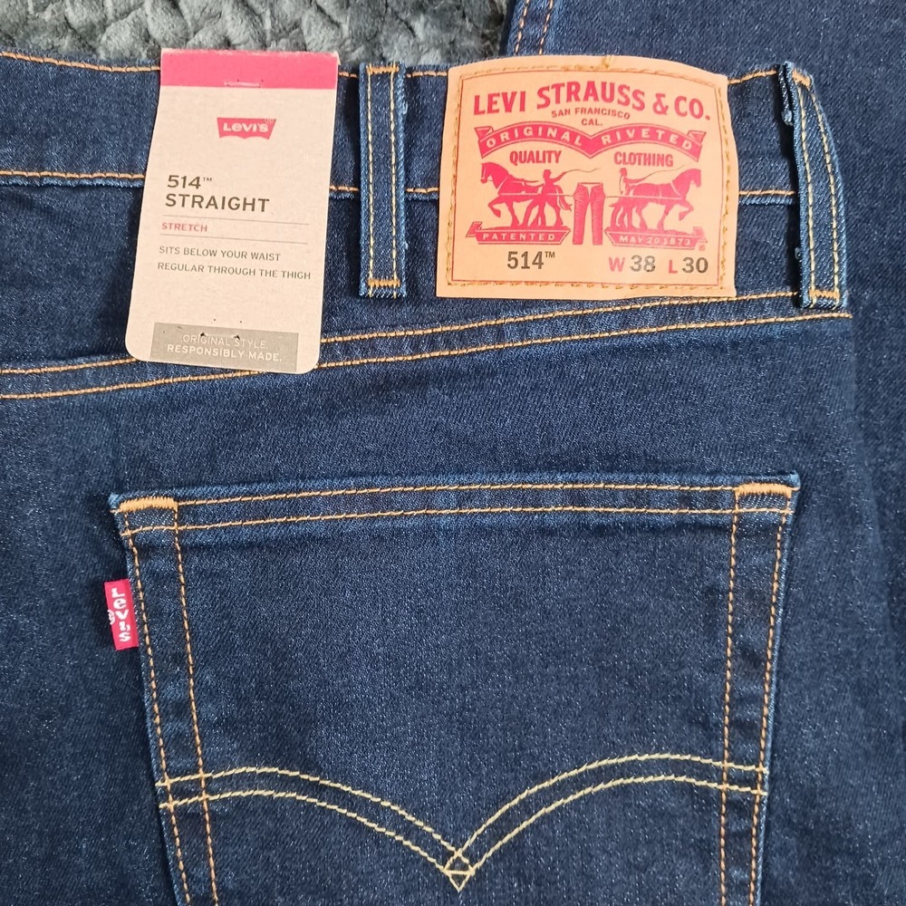 Levi's 514 Jeans Men's Straight Fit Stretch Blue Denim Size 38x30 - Picture 7 of 16